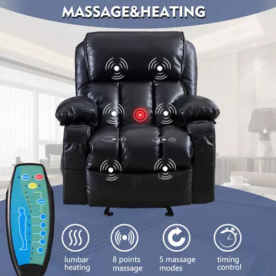 Recliner Sofa Chair With Vibratory Massage Rocker Heat Function Recliner Chairs • $419.99