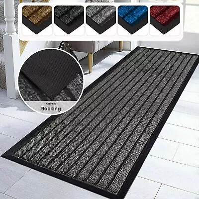 Non Slip Grey Area Rugs Long Hallway Runner Carpet Washable Kitchen Floor Mats • £6.99