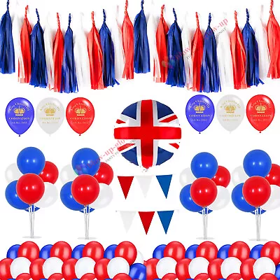 100 Union Jack Red White Blue Balloons King Charles III Coronation Party Decor • $3.72