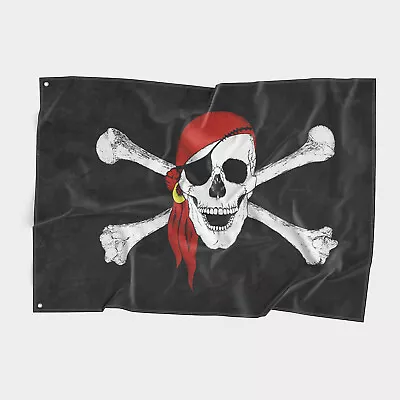 3x5' Jolly Roger Pirate Bandana Red Hat Skull Crossbones Flag 3'x5' House Banner • $4.95