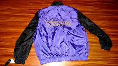 Minnesota Vikings NFL Mens Full Zip Windbreaker Jacket Purple Black Sz XL • $37.99