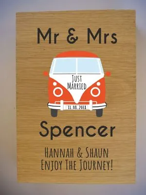 Personalised Oak VW Campervan Wedding Gift Sign - Volkswagen Split Screen Camper • £24.99