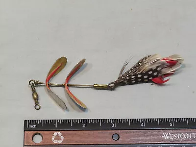 Vintage Pflueger Tandem Spinner #2 Feather Tail Hook Fishing Lure • $12.99