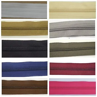 Continuous Zip Chain No 5  Plus Sliders Upholstery Sewing Cushions 10 COLOURS • £1.95
