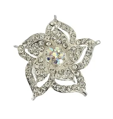 £6.85 • Buy Flower Brooch Pin Silver AB Crystal Prom Dress Bouquet Gift Wedding Jewellery