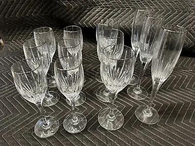 Set Of 12 Mikasa Silver Rim Crystal Goblets Champagne Glass Short Wine Glass • $89.99