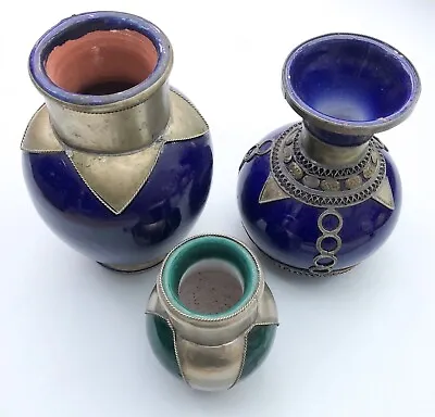 £175 • Buy Trio Of Authentic Handmade Vintage Moroccan Pottery Vases