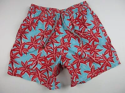 Mens Vilebrequinn Blue Red Floral Hawaiian Swim Trunks Shorts Fits Medium • $52