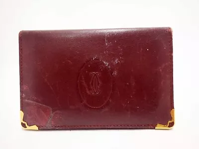 Cartier Must Line Bifold Card Holder Bordeaux Leather • $39.99