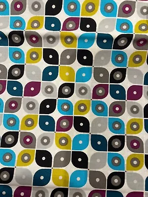 Fabric  Modern/Retro “Tick Tock” Rob Bancroft NEW  One Yard Organic Cotton • $4.99