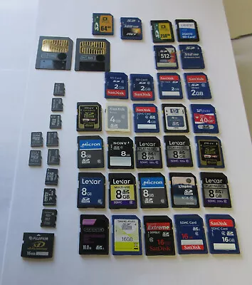 Bulk (Lot Of 43) SD Cards Micro SD Cards XD Card Various Sizes & Brands • $127.50