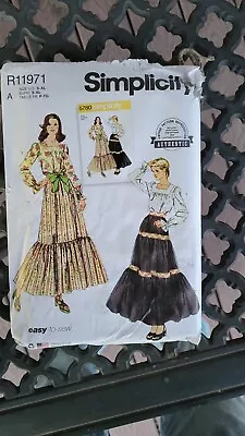 SEW PATTERN SIMPLICITY R11971  Easy Miss Blouse Long  Maxi Tier Skirt 1970s  • $3.99
