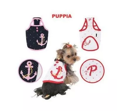 Adorable Puppia Dog T- Shirt Tank Boat Yacht Anchor MARINE - SMALL- WHITE • $19.09