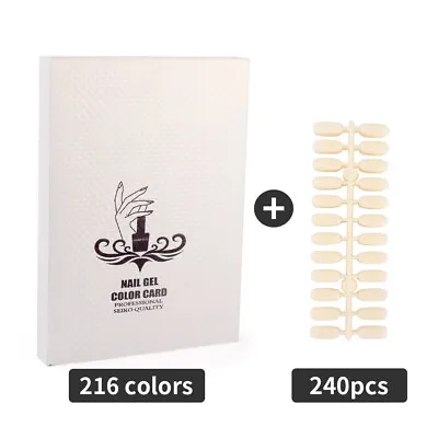 216 Colors Nail UV Gel Display Chart Book Card Board W/ 240 Polish Tips Art Tool • $23.74
