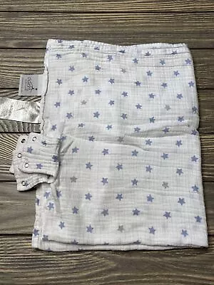 Advent White Blue Stars Infant Baby Receiving Swaddle Blanket • $12.50