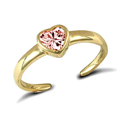  Toe Ring 9ct Gold  Pink Heart Cubic Zirconia Set Stamped 375 • £53.99