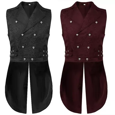 Mens Frock Coat Uniform Coat Steampunk Vintage Tailcoat Jacket Gothic Victorian • $37.76