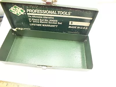 S-k Tools Empty Metal Tool Box 1/4  Drive Metric Ratchet Socket Set Usa 89009 • $6.50