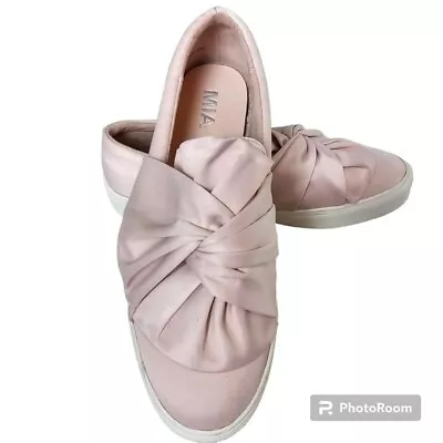 MIA Zani Rose Blush Pink Satin Bow Slip On Sneakers In 10 • $20