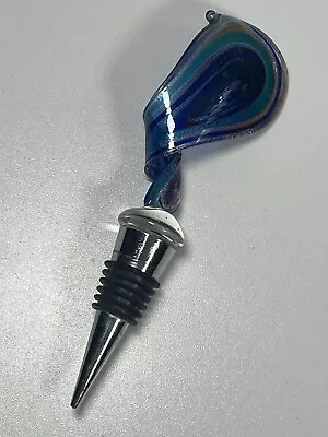 Italian Glass Wine Stopper Blue Flame. Murano Style • $14.99