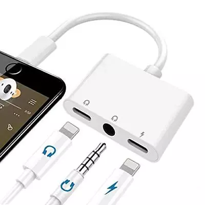 3 In 1 Lightning To 35Mm Jack Headphone Adapter Earphone Jack Audio And Charging • $53.52