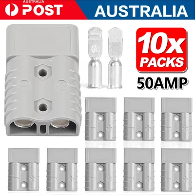 $21.69 • Buy 10x Anderson Style Plug Connectors 50 AMP 6AWG 12-24V DC Power Tool AU Stock