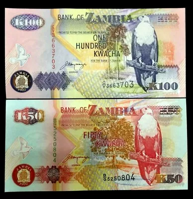 $4.25 • Buy Zambia 100 And 50 Kwacha Banknote World Paper Money UNC Currency Bill Note
