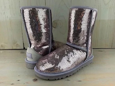 Ugg Classic Short Heathered Lilac Sparkles Sequin Boots Womens  Us 5  New • $69.99