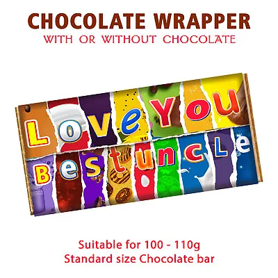 Love You Best Uncle Chocolate Bar Wrapper Novelty Valentines Birthday Xmas Gift • £4.99