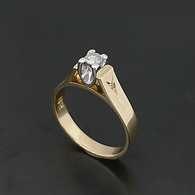 18ct Yellow White Gold Estate Diamond Engagement Ring 0.15 Ct Diamond Not Scrap • £382.26