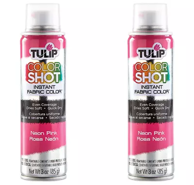 2 X Tulip Colour Shot Fabric Spray Paint 3oz 103.5ml Neon Pink 34293 Ink Dye • £7.85