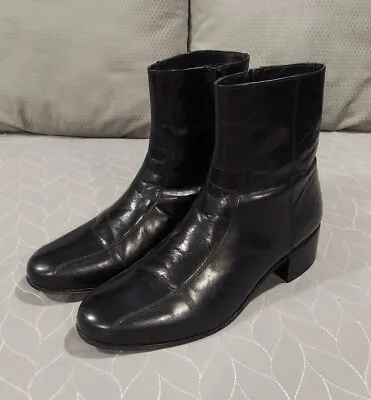 Florsheim Mens 9D Duke Shiny Black Leather Ankle Boots Elvis Beatles 17087 EUC • $79.97