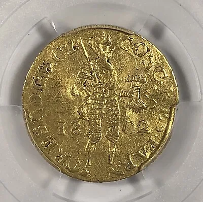 1802 Netherland Gold Ducat. PCGS AU55. Gelderland. • $565