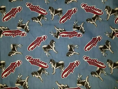 Vintage Norther Ice Dogs Husky Huskies Cotton Fabric 1 Yd 60  Wide • $10.99