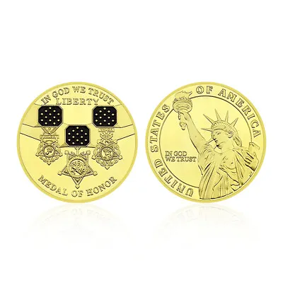 US Commemorative Medal Of Honor Statue Of Liberty Gold Coin Collectibles Crafts • $4.63