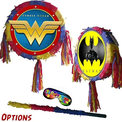 WW Pinata Batman Wonder Woman Theme Girls Boys Fun Smash Party Stick Birthday UK • $17.99