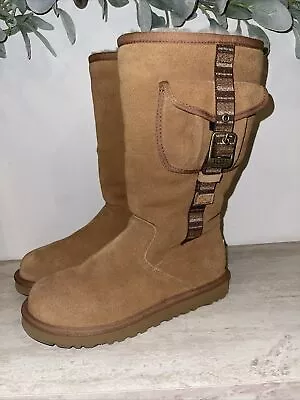 UGG Women's Retro Cargo Tan Suede Winter Boots Size US 3 • $35