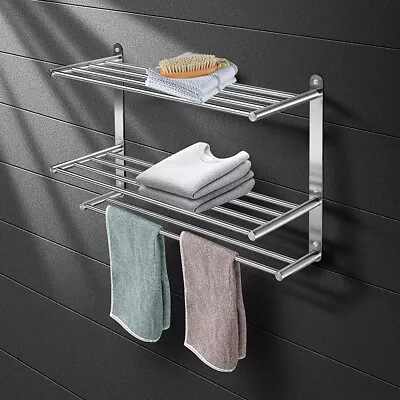 24  Bathroom Towel Rack Bar Stainless Steel 3-tier Wall Mounted Shelf Holder US • $31.02