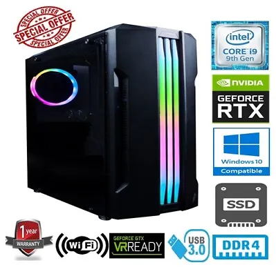 I9 GAMING PC - INTEL CORE I9 9900 32GB RAM 1TB SSD NVIDIA GEFORCE RTX3060 12GB • £1265