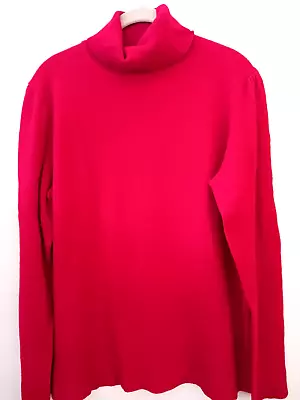 Victor Alfaro Sz XL 41  Red 100% Cashmere Turtleneck Pullover Sweater Puff Sleev • $28