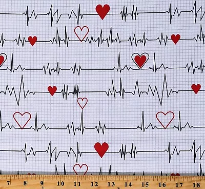 Cotton Doctors Nurses Heartbeats Hospital Fabric Print By Yard D787.91 • $12.95