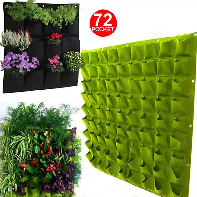 Garden Wall Hanging Planting Bag 49/72 Pocket Vertical Flower Grow Pouch Planter • £13.89