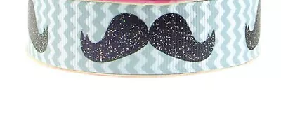 Morex Mustache Chevron Grosgrain Ribbon 7/8  X 3 Yard Spool • $4