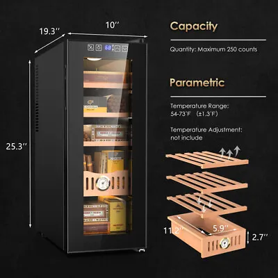 35L Electric Humidor Cigar Cooler 250 Count W/Spanish Cedar Wood Shelves Cooling • $178.99