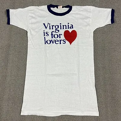 Vintage 70's Virginia Is For Lovers T Shirt Single Stitch Ringer Men's NOS Hanco • $22.96