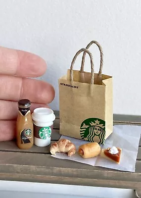 6 Pcs Set Miniature Coffee Tea To Go Starbucks Bag Clay Pie Croissant Bread Bag • $7.99