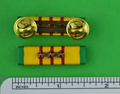 VIETNAM SERVICE MEDAL RIBBON BAR On Holder With 3 Bronze Campaign Stars • $6.48