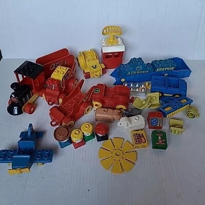 Vtg LEGO DUPLO Large Lot Of Train Cars Plane Vehicles Figures Toy Parts  • $25