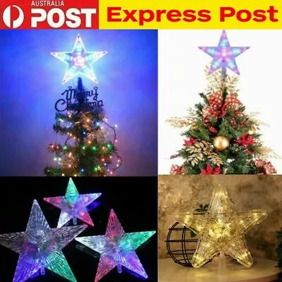 LED Flashing 3D Star Light Christmas Tree Topper Lights Xmas Home Party Decor WH • $12.26