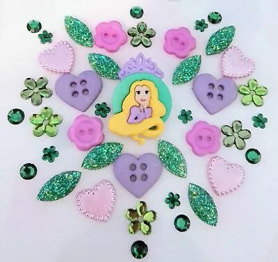 Green Princess Acrylic Flat Back Gems Button Jewels Decoration Crafts Mixed Size • £3.95